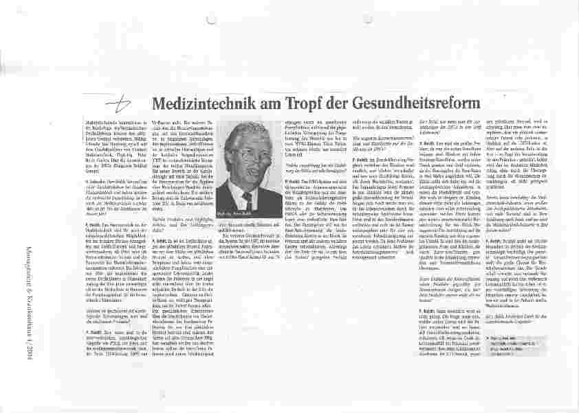 Vorschauseite 1: Medizintechnik am Tropf der Gesundheitsreform