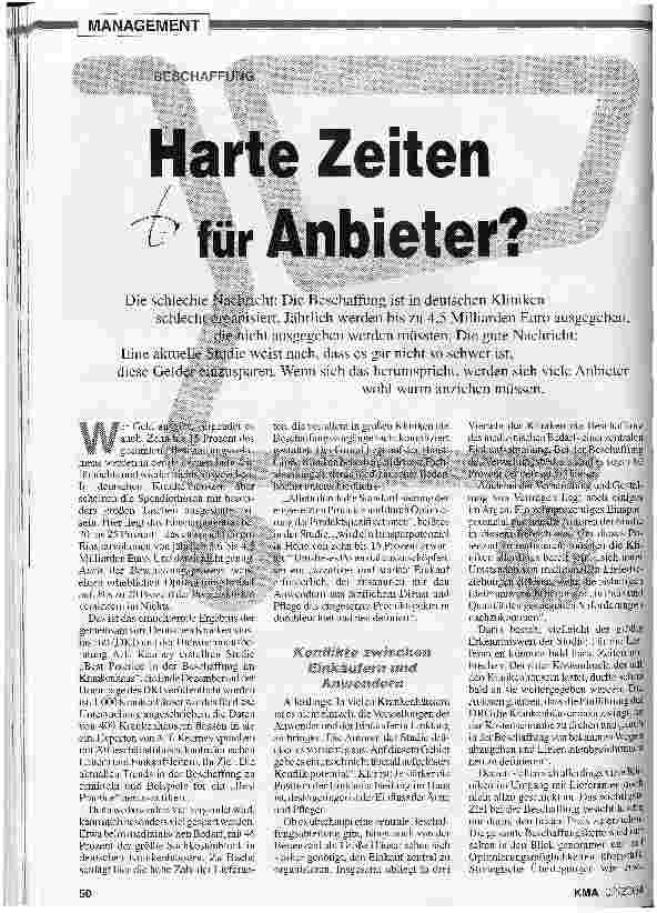 Vorschauseite 1: Harte Zeiten für Anbieter?