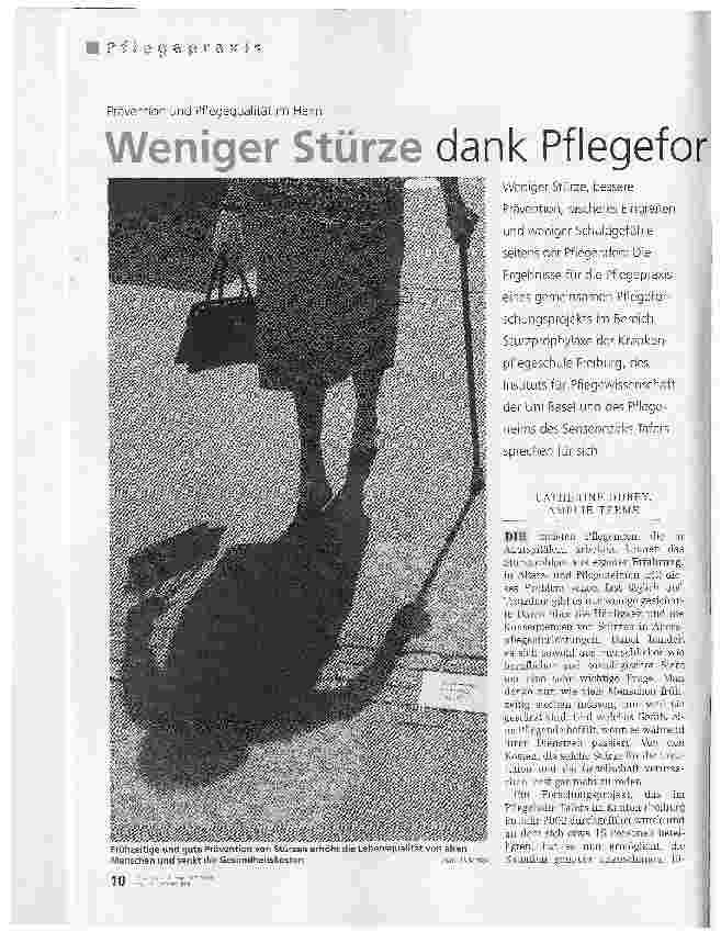 Vorschauseite 1: Weniger Stürze dank Pflegeforschung