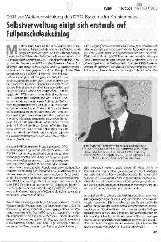 Vorschauseite 1: Selbstverwaltung einigt sich erstmals auf Fallpauschalenkatalog