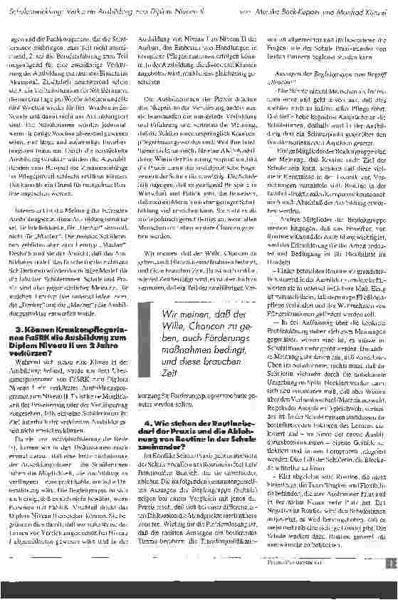Vorschauseite 3: Schulentwicklung: Verkürzte Ausbildung zum Diplom Niveau II in Gesundheitsund Krankenpflege