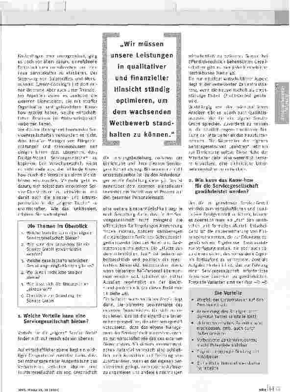 Vorschauseite 2: In die eigene Tasche wirtschaftenTrägereigene Servicegesellschaften in den Bereichen Hauswirtschaft und Technik. Rechtliche und organisatorische Anforderungen an Ausgliederungspro…