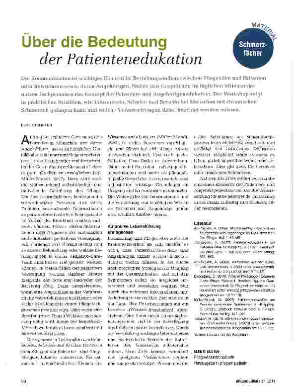 Vorschauseite 1: Über die Bedeutung der Patientenedukation