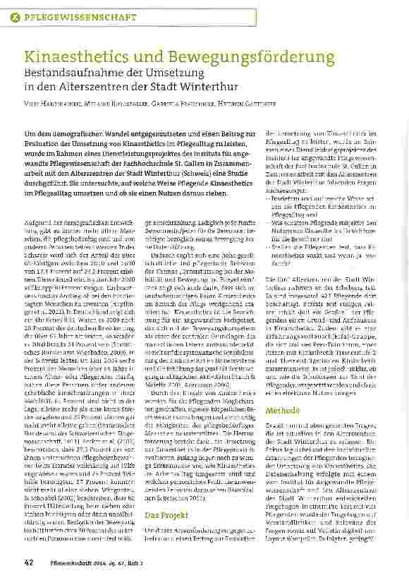 Vorschauseite 1: Kinaesthetics und Bewegungsförderung