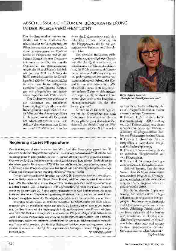 Vorschauseite 1: ABSCHLUSSBERICHT ZUR ENTBUROKRATISIERUNG IN DER PFLEGE VERÖFFENTLICHT