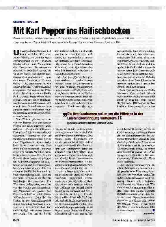 Vorschauseite 1: Mit Karl Popper ins Haifischbecken