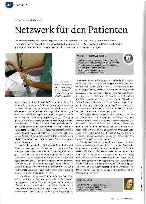 Vorschauseite 1: HOSPITAL ENGINEERINGNetzwerk für den Patienten