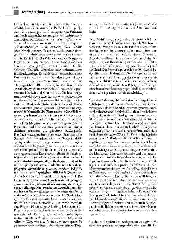 Vorschauseite 5: Schadensersatz wegen OrganisationsverschuLden (hier: Einsatz von nicht qualifiziertem Personal) BGB § 249, § 253 Abs. 2, § 278 Abs. 1, § 280 Abs. 1, § 823 Abs. 1 und 2; StGB § 229