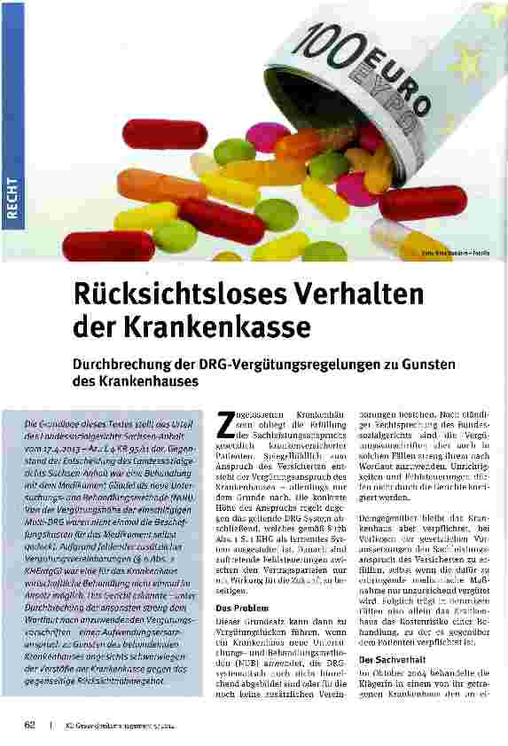 Vorschauseite 1: Rücksichtsloses Verhalten der Krankenkasse