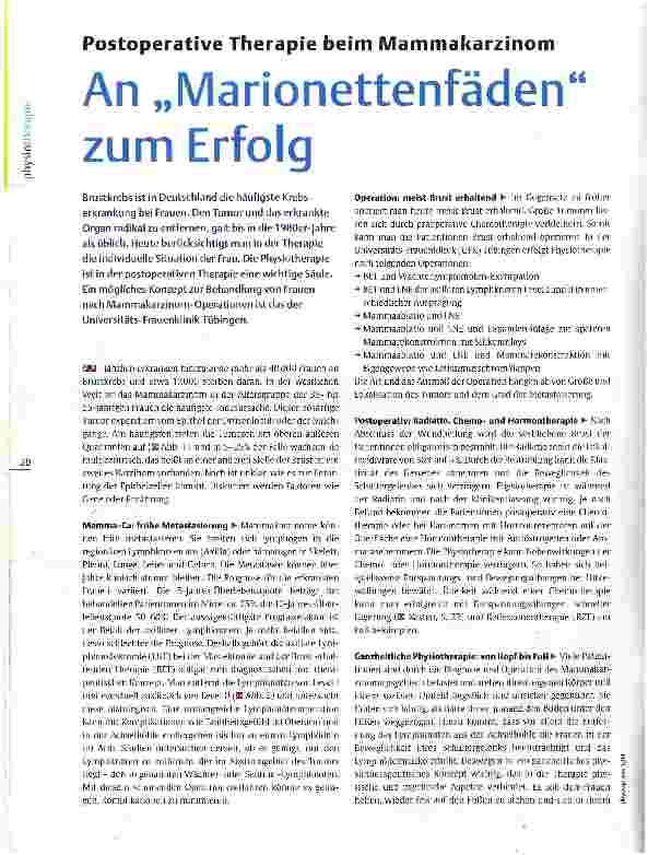 Vorschauseite 1: Postoperative Therapie beim MammakarzinomAn „Marionettenfäden zum Erfolg
