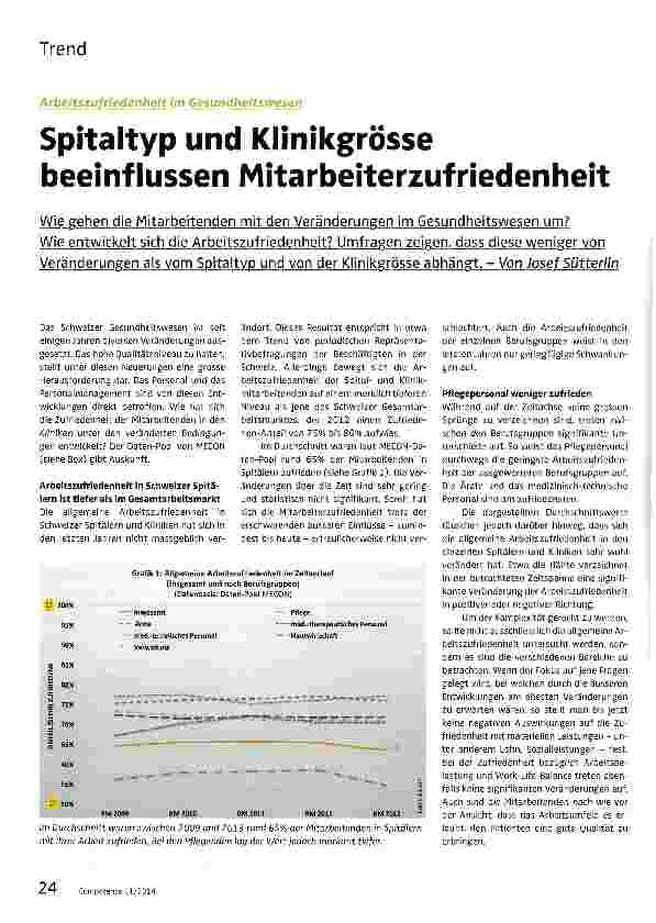 Vorschauseite 1: Spitaltyp und Klinikgrosse beeinflussen Mitarbeiterzufriedenheit