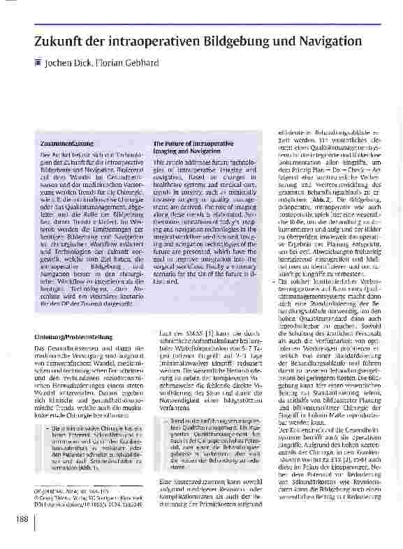 Vorschauseite 1: Zukunft der intraoperativen Bildgebung und Navigation