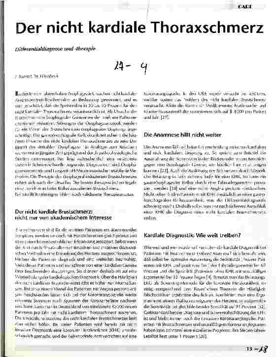 Vorschauseite 1: Der nicht kardiale Thoraxschmerz Differentialdiagnose und -therapie