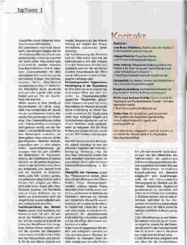 Vorschauseite 3: Psychiatrie - Patientenübergriffen gezielt begegnen