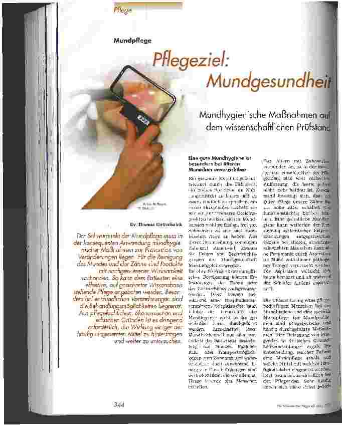 Vorschauseite 1: Pflegeziel: Mundgesundheit Mundhygienische Maßnahmen auf dem wissenschaftlichen Prüfstand
