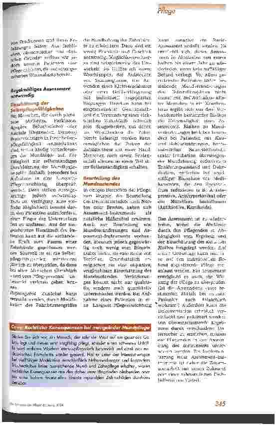 Vorschauseite 2: Pflegeziel: Mundgesundheit Mundhygienische Maßnahmen auf dem wissenschaftlichen Prüfstand