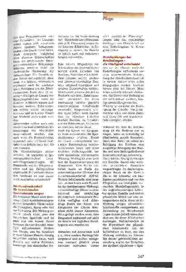 Vorschauseite 4: Pflegeziel: Mundgesundheit Mundhygienische Maßnahmen auf dem wissenschaftlichen Prüfstand