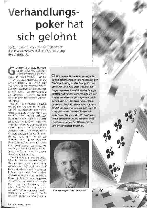Vorschauseite 1: Verhandlungspoker hat sich gelohnt Senkung der Stromund Energiekosten durch Anbieterwechsel und Optimierung des Verbrauchs