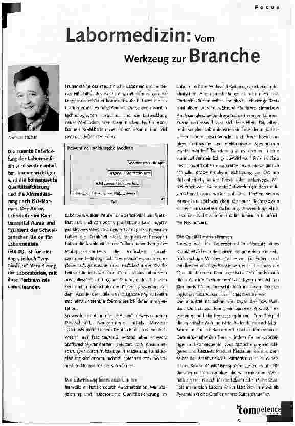 Vorschauseite 1: Labormedizin: vom Werkzeug zur Branche