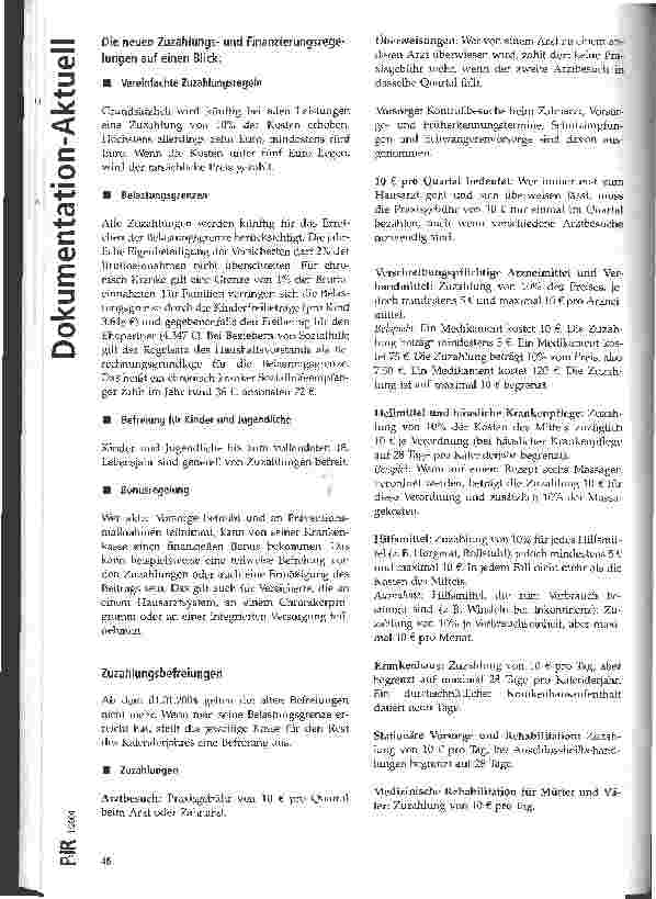 Vorschauseite 2: Das ändert sich zum 01. 01. 2004 im deutschen Gesundheitswesen