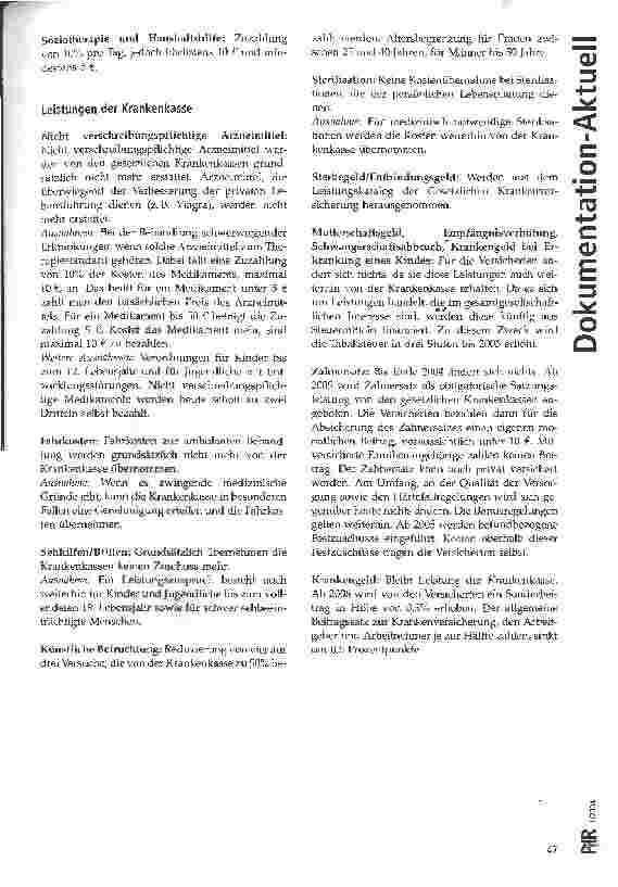 Vorschauseite 3: Das ändert sich zum 01. 01. 2004 im deutschen Gesundheitswesen