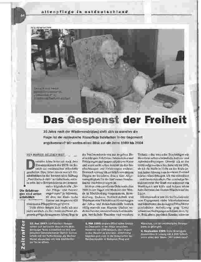 Vorschauseite 1: Das Gespenst der Freiheit. AltenpfIege in Ostdeutschland