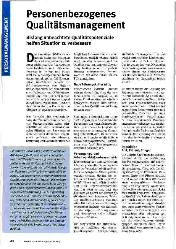 Vorschauseite 1: Personenbezogenes Qualitätsmanagement