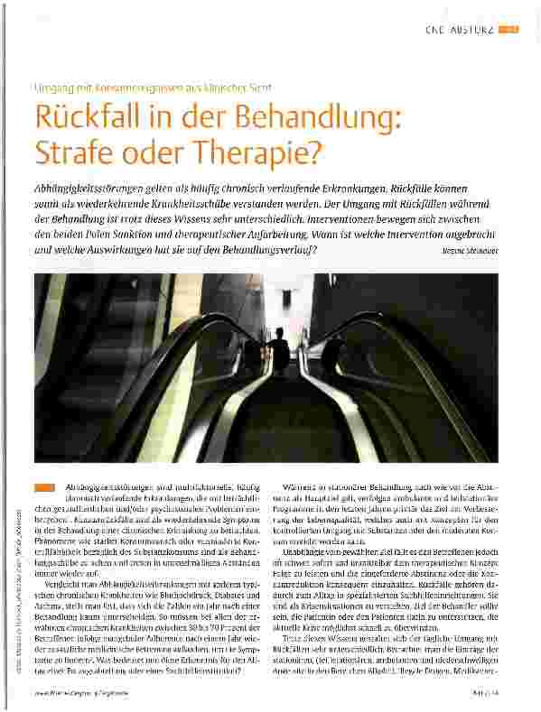 Vorschauseite 1: Rückfall in der Behandlung: Strafe oder Therapie?