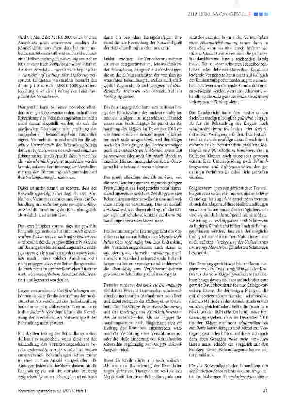 Vorschauseite 2: Anforderungen des BGH an die Erfolgsaussichten einer alternativen Behandlungsmethode