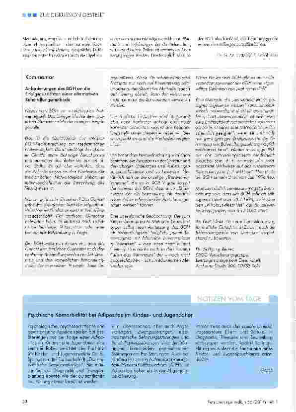 Vorschauseite 3: Anforderungen des BGH an die Erfolgsaussichten einer alternativen Behandlungsmethode