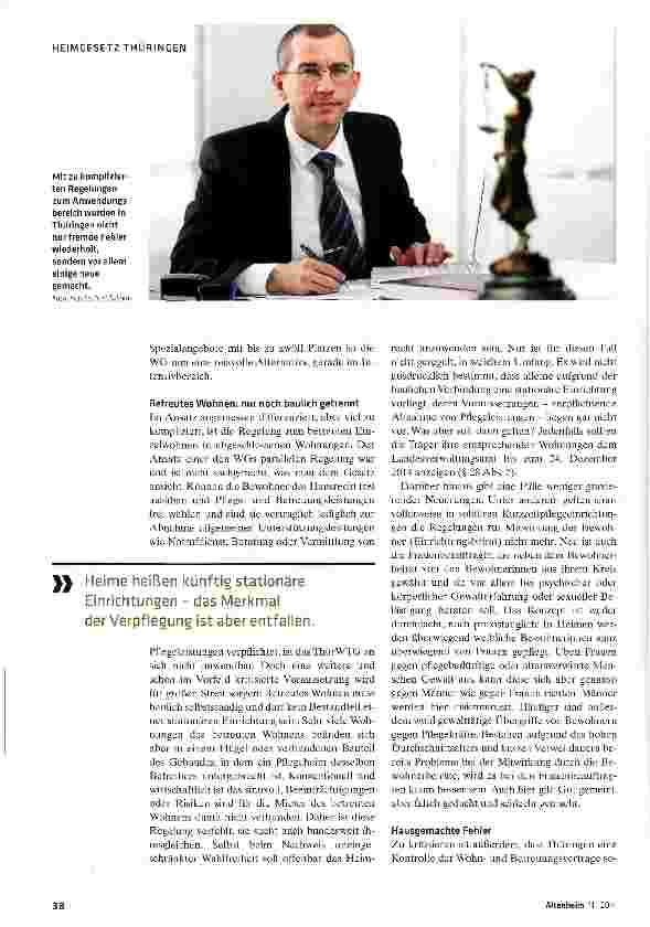 Vorschauseite 3: Thüringer Nachzügler - jetzt gilt das neue Heimgesetz