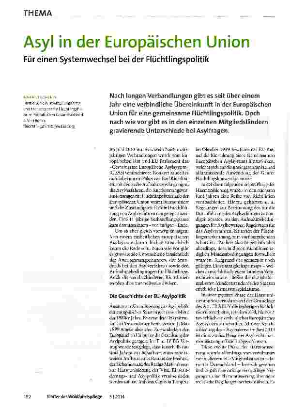 Vorschauseite 1: Asyl in der Europäischen Union