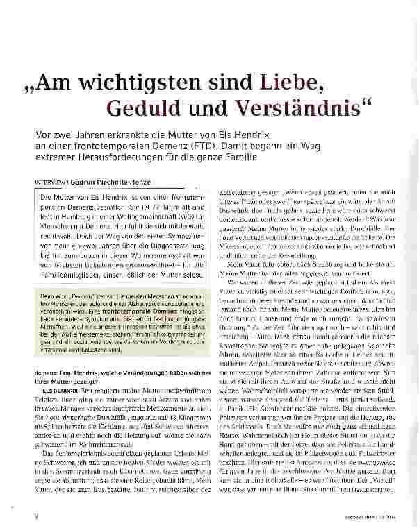 Vorschauseite 1: Am wichtigsten sind Liebe, Geduld und Verständnis