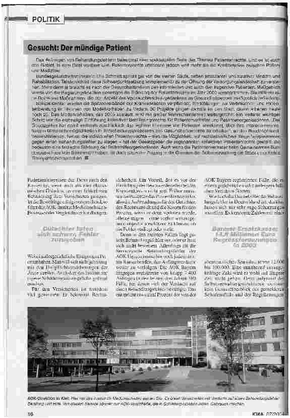Vorschauseite 3: Auf Augenhöhe Kliniken nehmen ihre Patienten ernst und gewinnen