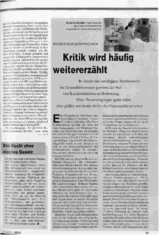 Vorschauseite 6: Auf Augenhöhe Kliniken nehmen ihre Patienten ernst und gewinnen