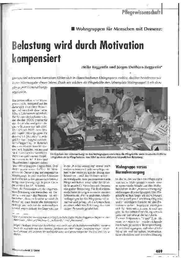 Vorschauseite 1: Belastung wird durch Motivation kompensiertWohngruppen für Menschen mit Demenz