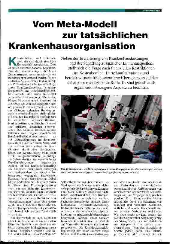 Vorschauseite 1: Vom Meta-Modell zur tatsächlichen Krankenhausorganisation