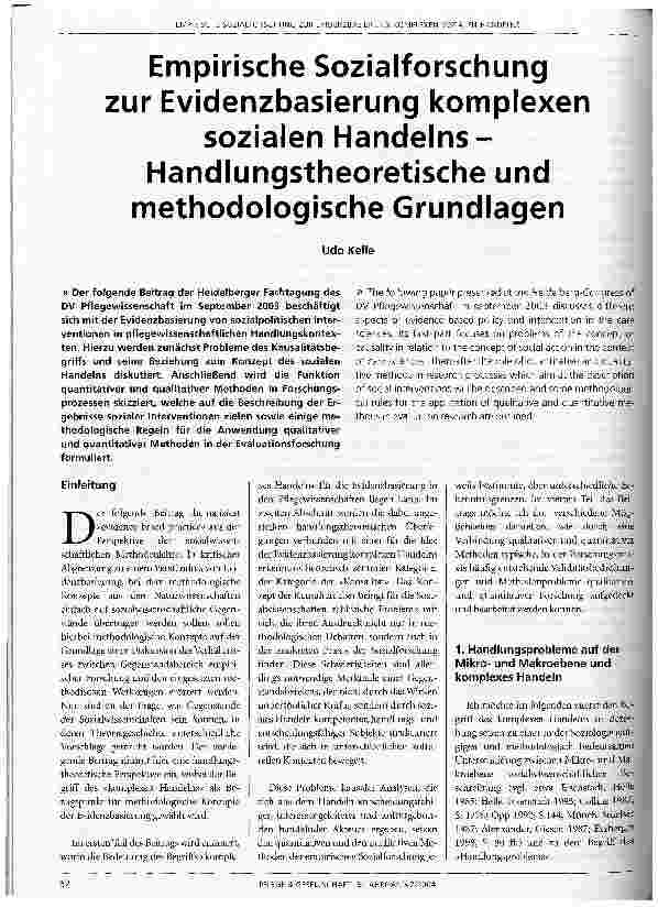 Vorschauseite 1: Empirische Sozialforschung zur Evidenzbasierung komplexen sozialen Handelns - Handlungstheorien und methodologische Grundlagen