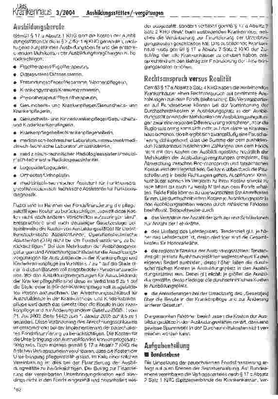 Vorschauseite 2: Die pauschalierte Finanzierung der Ausbildungsstätten und Ausbildungsvergütungen