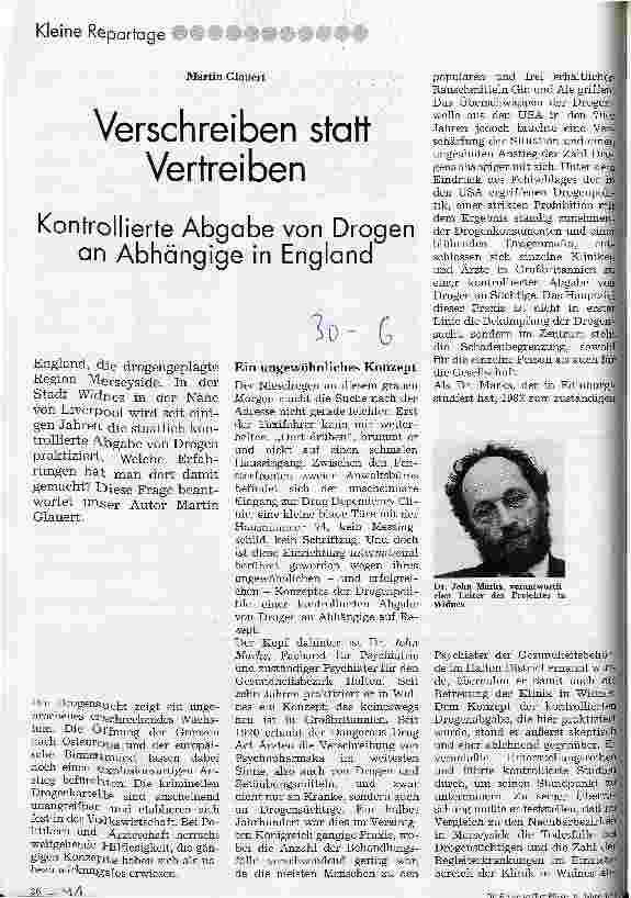 Vorschauseite 1: Verschreiben statt vertreiben Kontrollierte Abgabe von Drogen an Abhängige in England