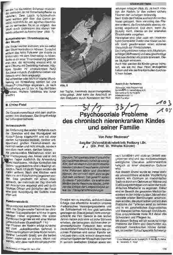 Vorschauseite 1: Psychosoziale Probleme des chronisch nierenkranken Kindes und seiner Familie