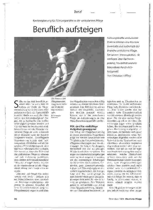Vorschauseite 1: Beruflich aufsteigenKarriereplanung für Führungskräfte in der ambulanten Pflege