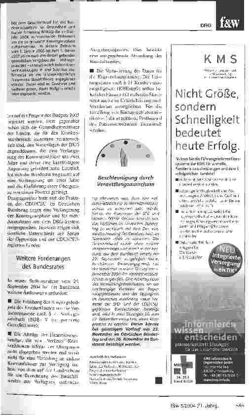 Vorschauseite 2: Vermittlungsausschuss entscheidet über Weiterentwicklungdes DRG-Systems