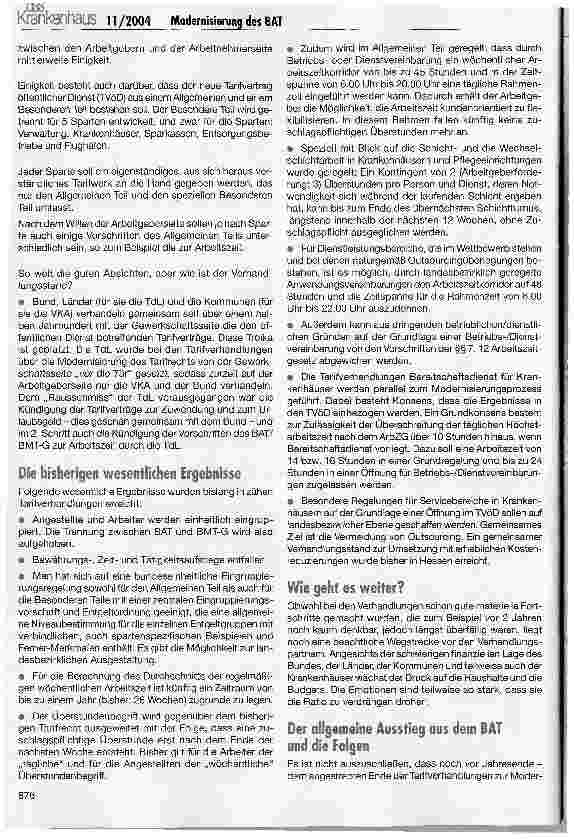 Vorschauseite 2: Was wurde bei den Verhandlungen zur Modernisierung des BAT bisher erreicht?