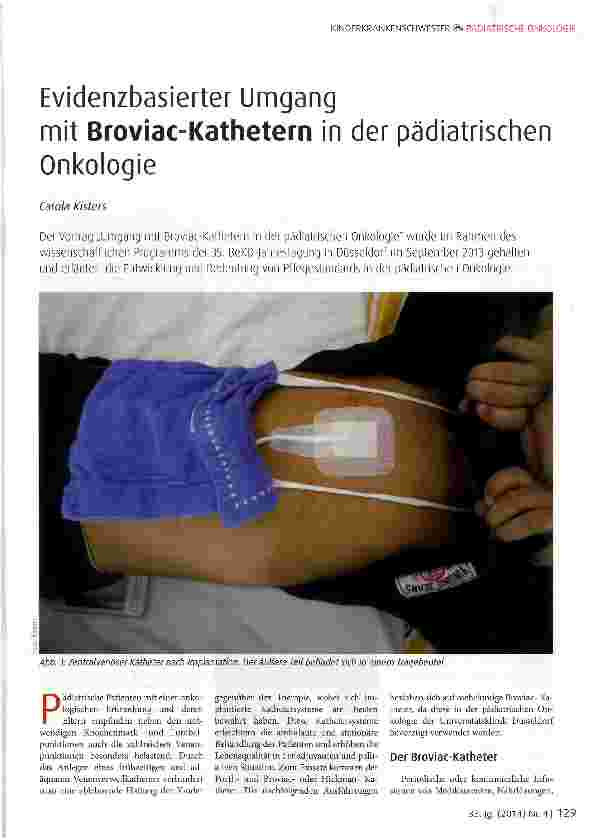 Vorschauseite 1: Evidenzbasierter Umgang mit Broviac-Kathetern in der pädiatrischen Onkologie