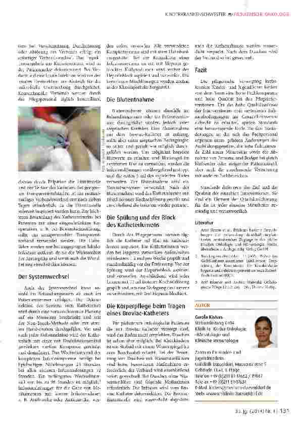 Vorschauseite 3: Evidenzbasierter Umgang mit Broviac-Kathetern in der pädiatrischen Onkologie