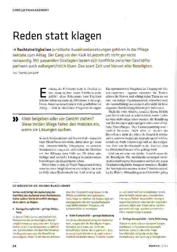Vorschauseite 1: Reden statt klagen