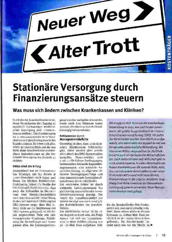 Vorschauseite 1: Stationäre Versorgung durch Finanzierungsansätze steuern