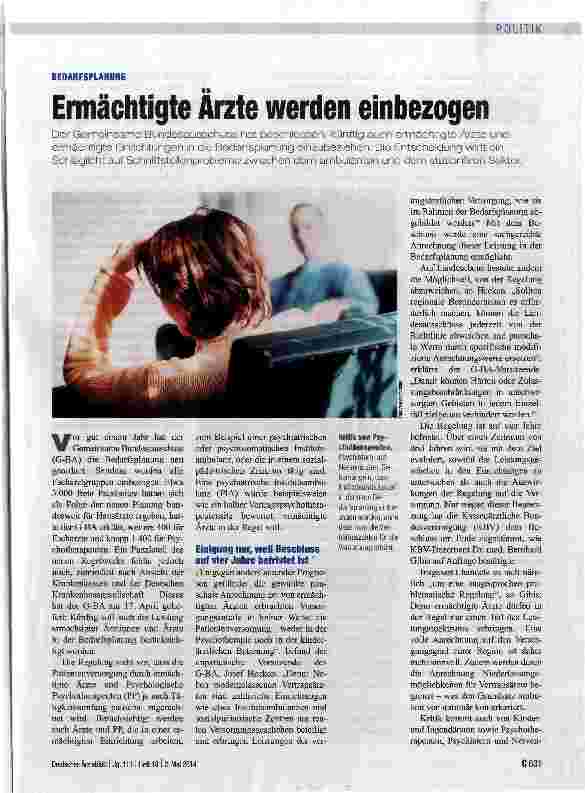Vorschauseite 1: Ermächtigte Ärzte werden einbezogen