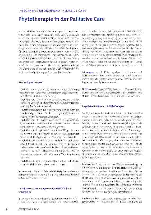Vorschauseite 1: Phytotherapie in der Palliative Care